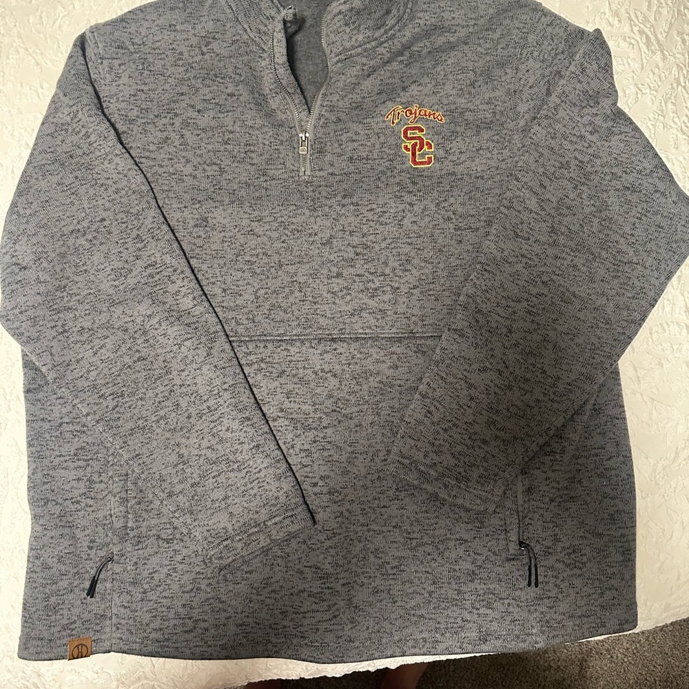 Men's Gray Quarter-Zip Jacket with Embroidered Logo